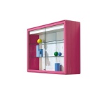 Wand-Vitrine, 107 cm hoch, 142x39 cm (B/T), Rückwand: Stahl weiß, 